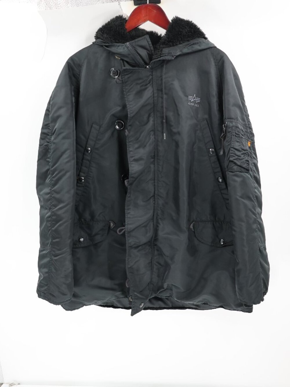 Alpha Industries Jacket Mens Large Extreme cold weather parka N-4B Hooded Black